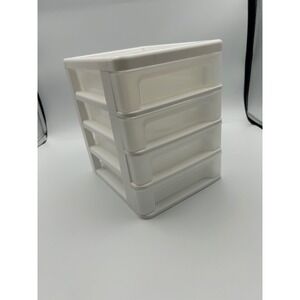 IRIS 4 Drawer Desktop Storage Organizer White Clear Plastic CDD-XS4